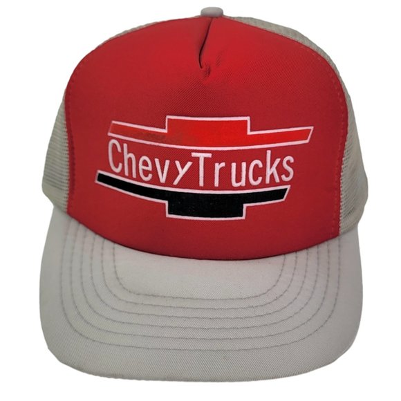 Chevrolet CHEVY‎ TRUCKS Vintage Snapback Trucker Cap Baseball Hat Red Gray OSFA - Picture 3 of 7